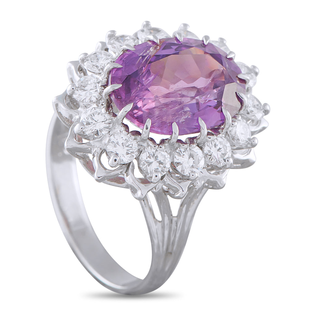 18K White Gold 1.12ct Diamond and Purple Sapphire Ring
