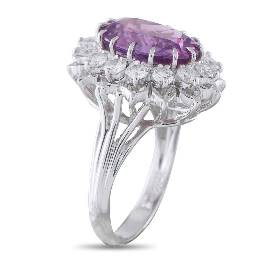 18K White Gold 1.12ct Diamond and Purple Sapphire Ring