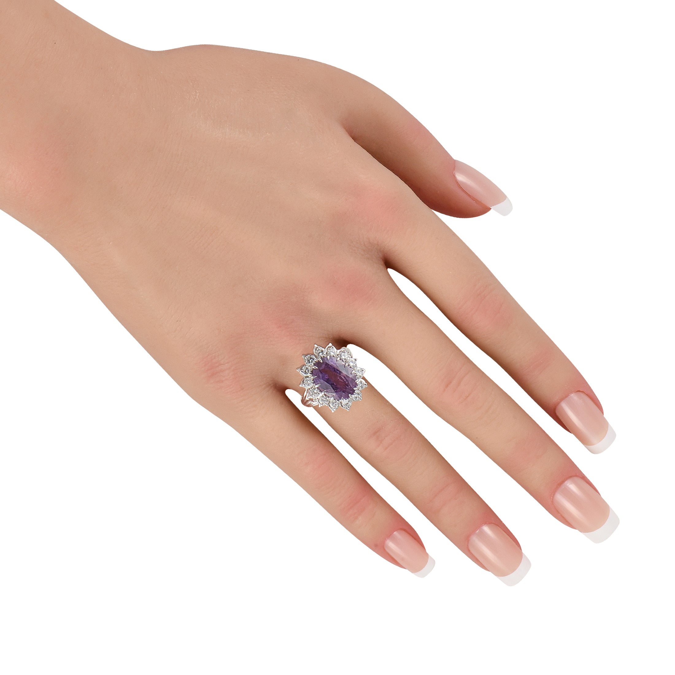 18K White Gold 1.12ct Diamond and Purple Sapphire Ring