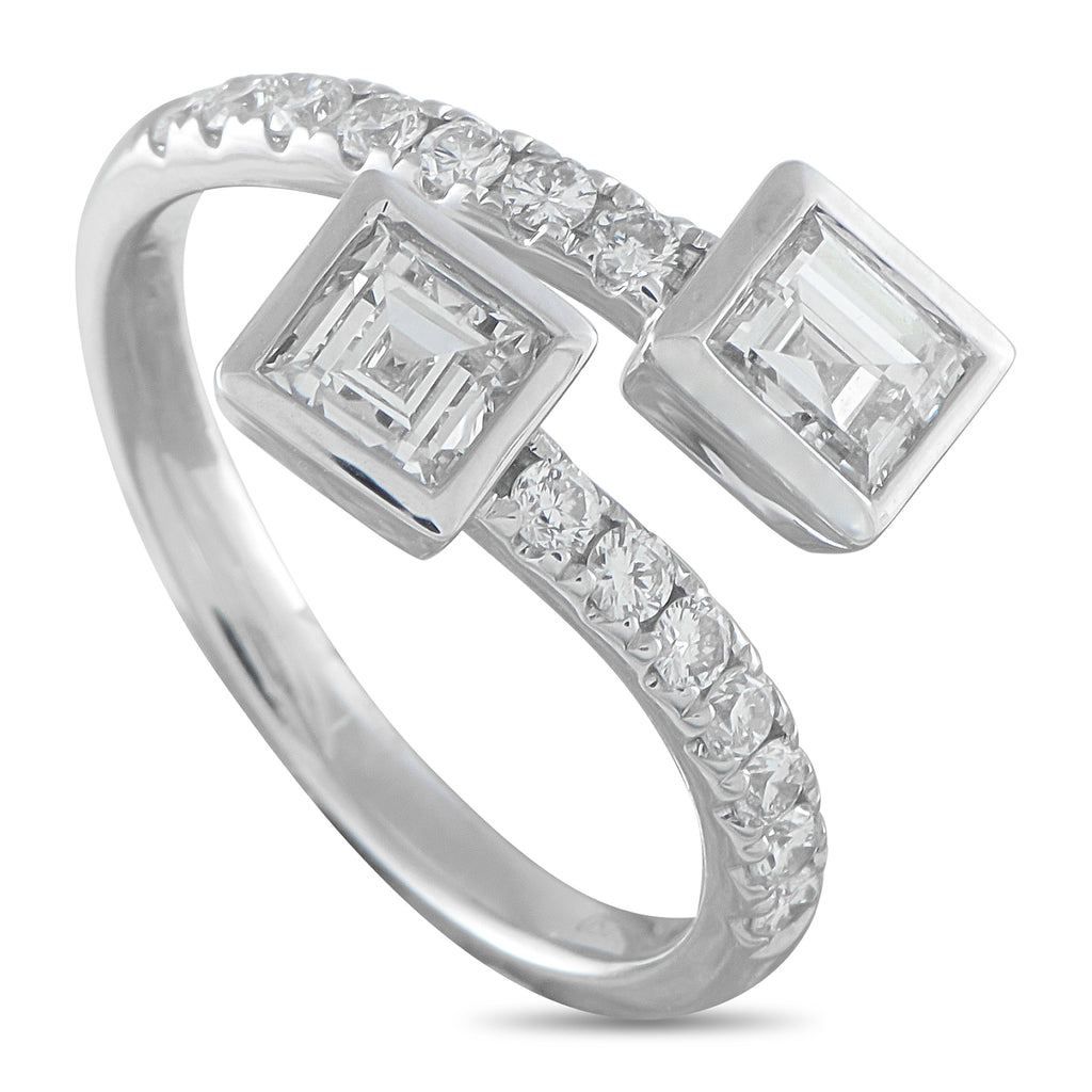 18K White Gold 1.42ct Diamond Bypass Ring