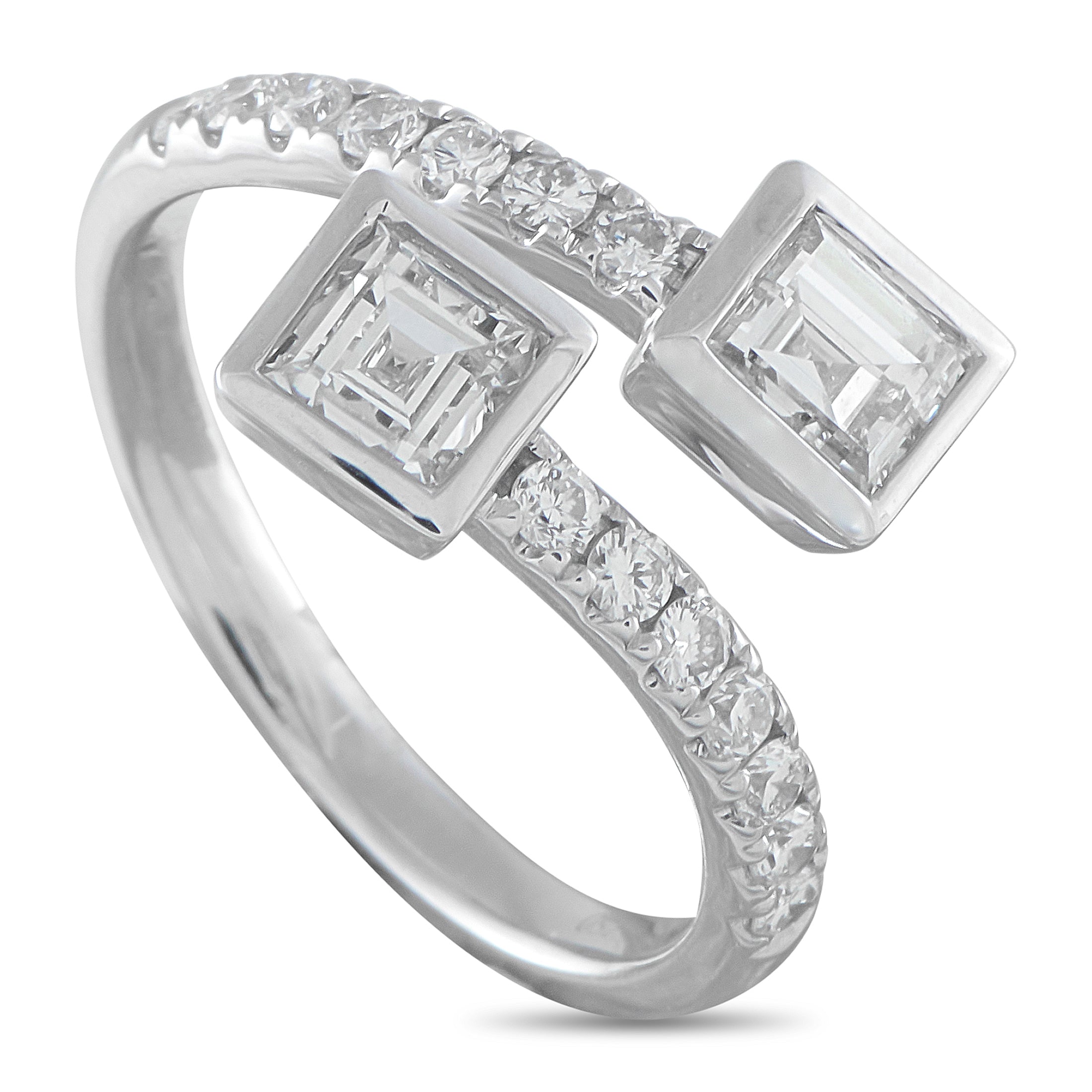 18K White Gold 1.42ct Diamond Bypass Ring