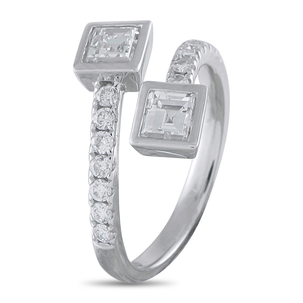 18K White Gold 1.42ct Diamond Bypass Ring