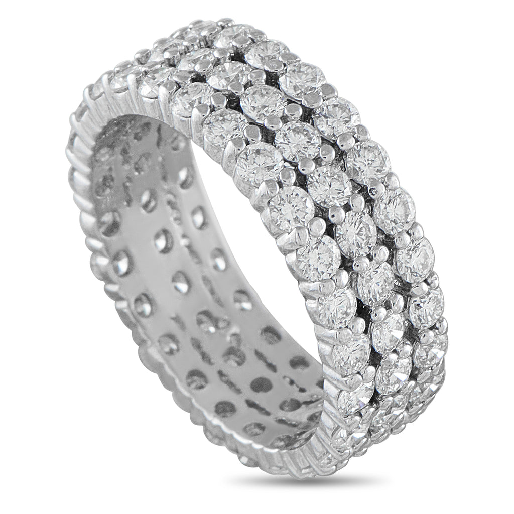 18K White Gold 3.03ct Diamond Three-Row Eternity Band