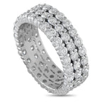 18K White Gold 3.03ct Diamond Three-Row Eternity Band