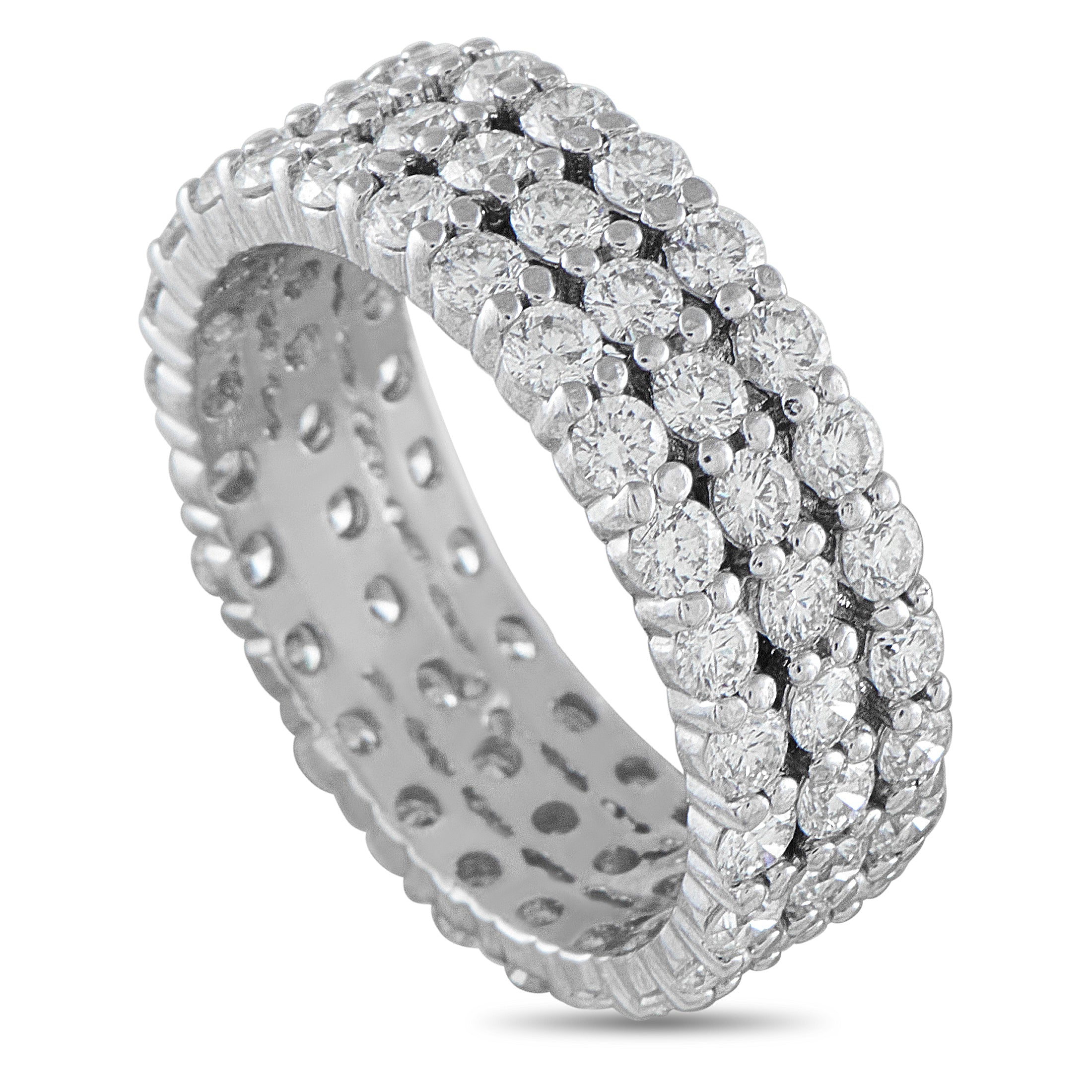 18K White Gold 3.03ct Diamond Three-Row Eternity Band