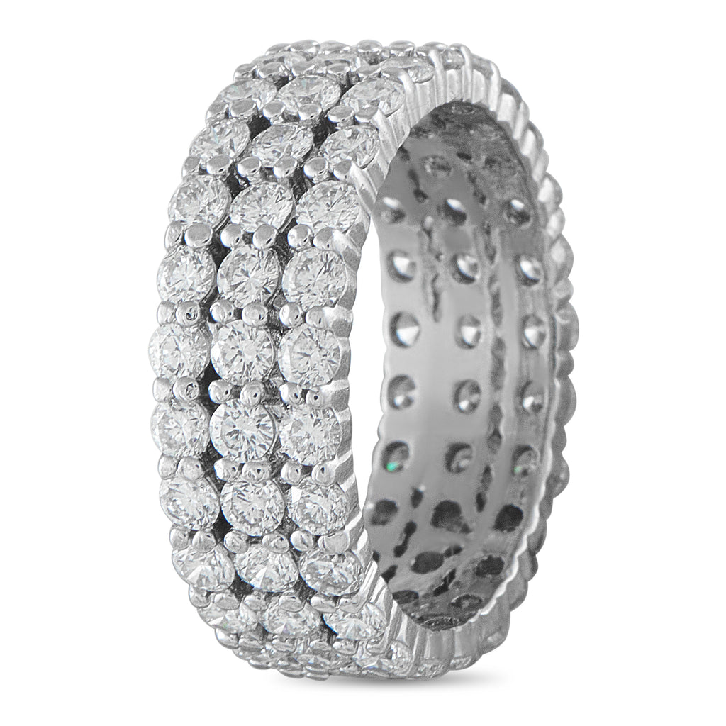 18K White Gold 3.03ct Diamond Three-Row Eternity Band
