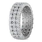 18K White Gold 3.03ct Diamond Three-Row Eternity Band