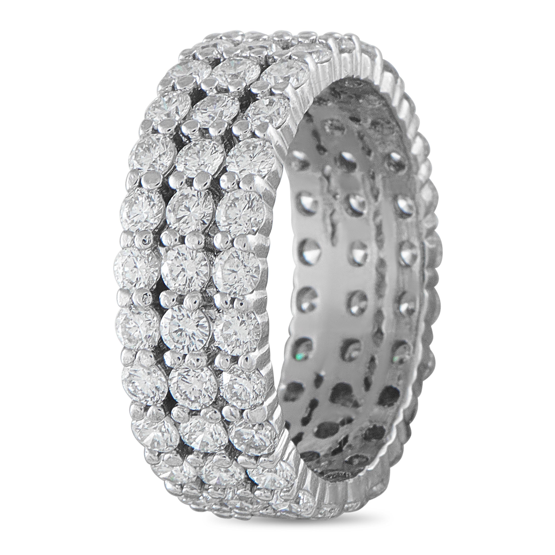 18K White Gold 3.03ct Diamond Three-Row Eternity Band
