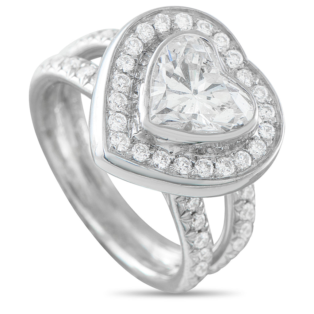 18K White Gold 2.22ct Diamond Heart Ring