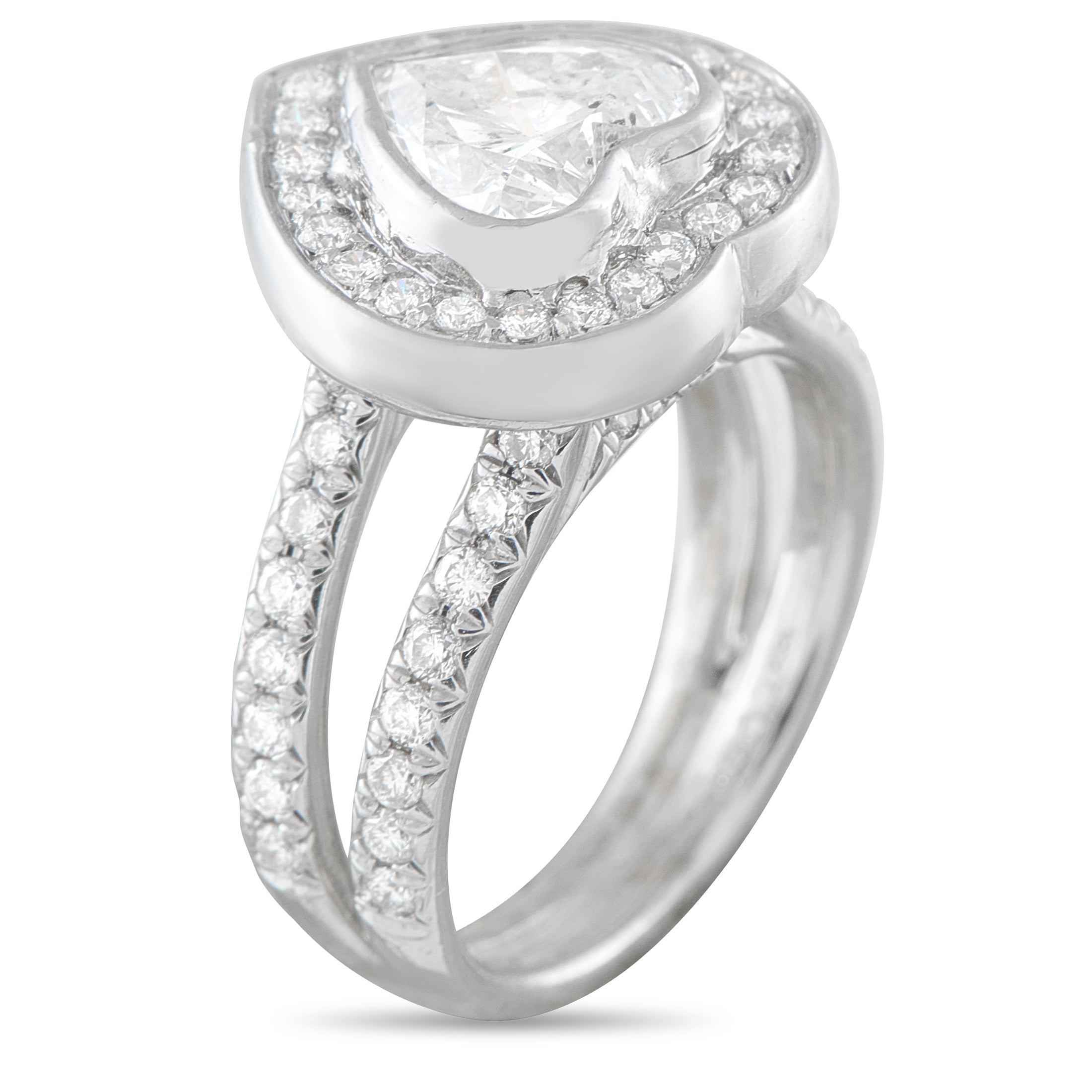 Exclusive 18K White Gold 2.22ct Diamond Heart Ring
