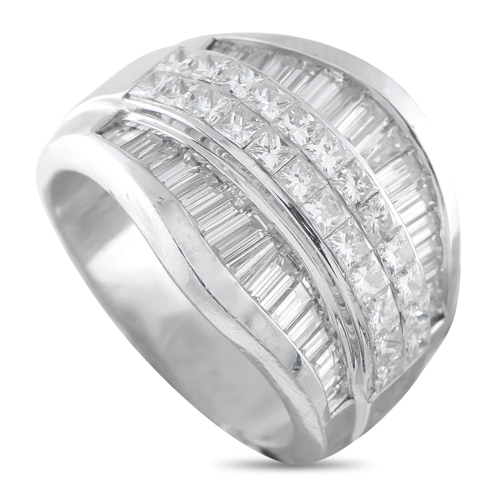 18K White Gold 3.12ct Diamond Multi-Row Wide-Band