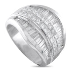 18K White Gold 3.12ct Diamond Multi-Row Wide-Band