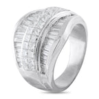 18K White Gold 3.12ct Diamond Multi-Row Wide-Band