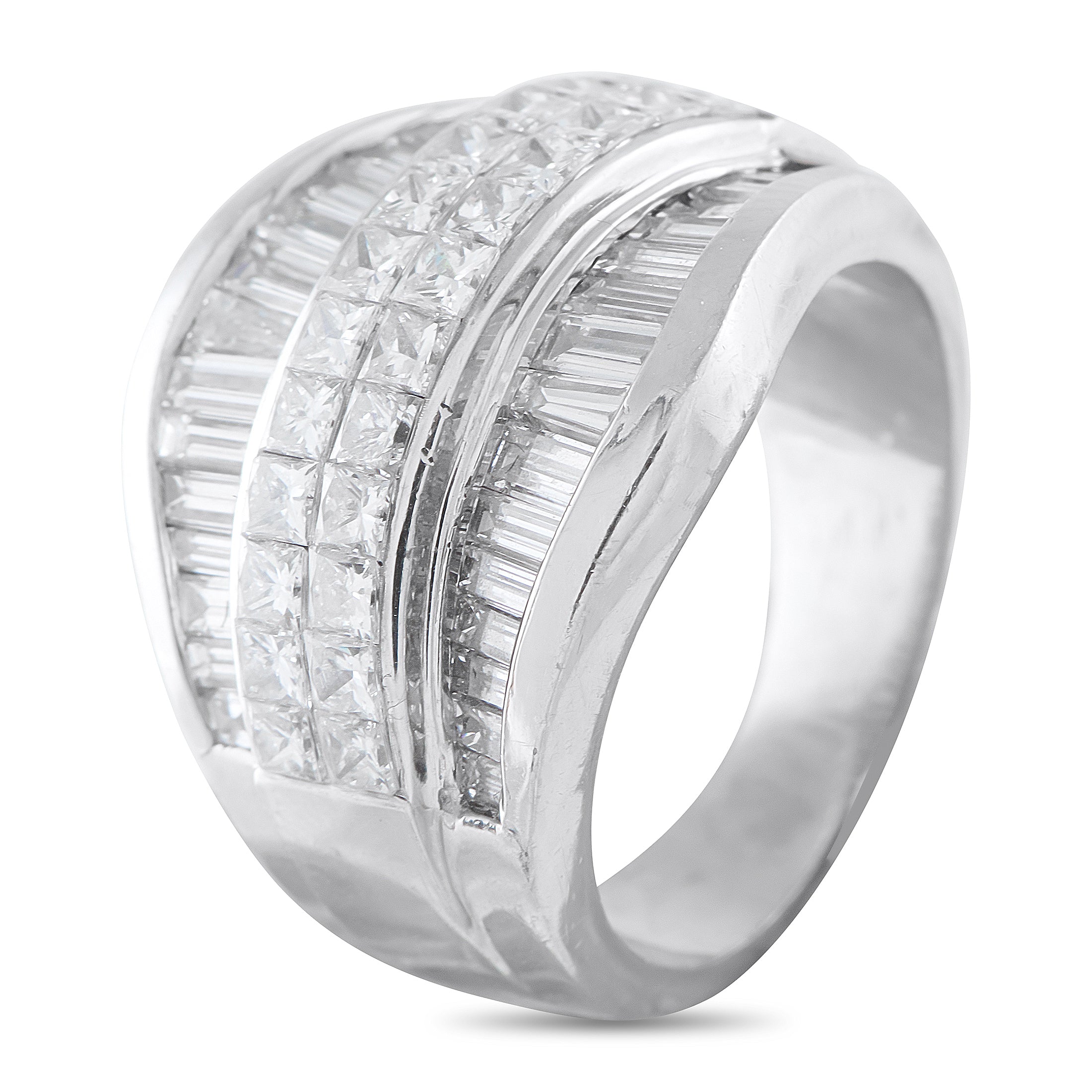 18K White Gold 3.12ct Diamond Multi-Row Wide-Band
