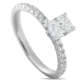18K white gold diamond ring with cushion-cut center stone