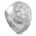 18K white gold diamond ring with clustered round stones, bezel-set