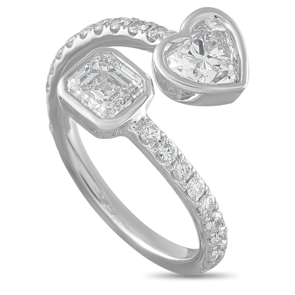 18K White Gold 1.87ct Diamond Bypass Ring