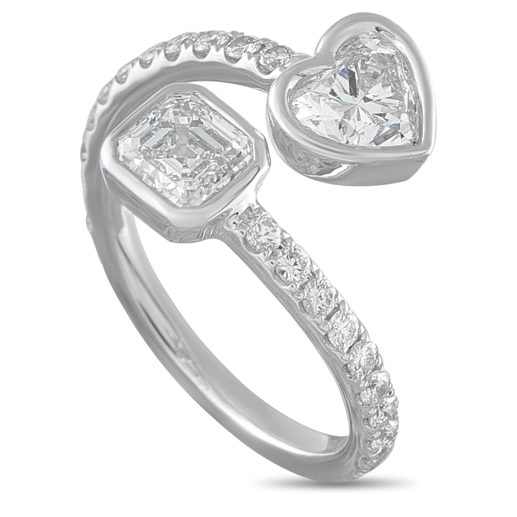 18K White Gold 1.87ct Diamond Bypass Ring