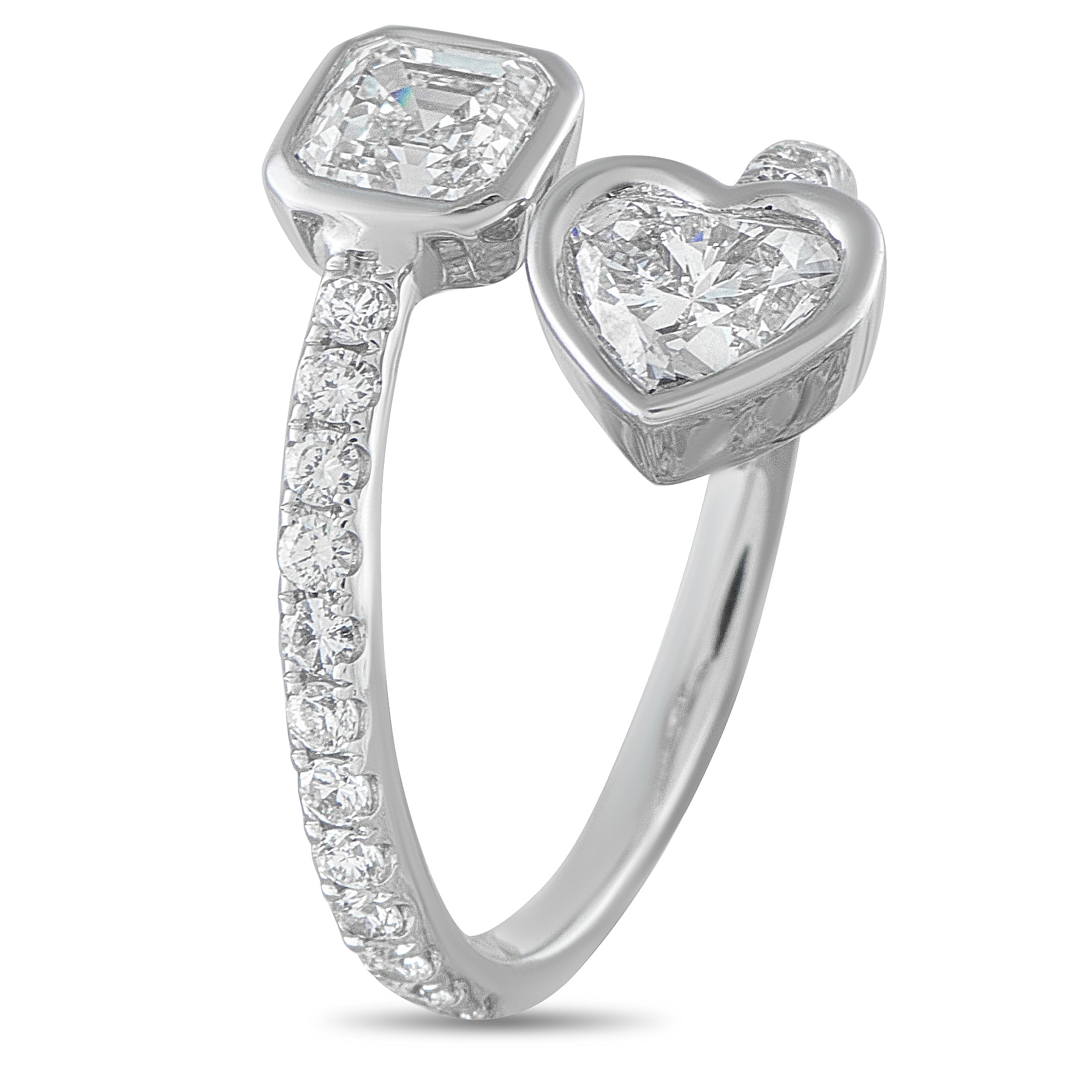 18K White Gold 1.87ct Diamond Bypass Ring