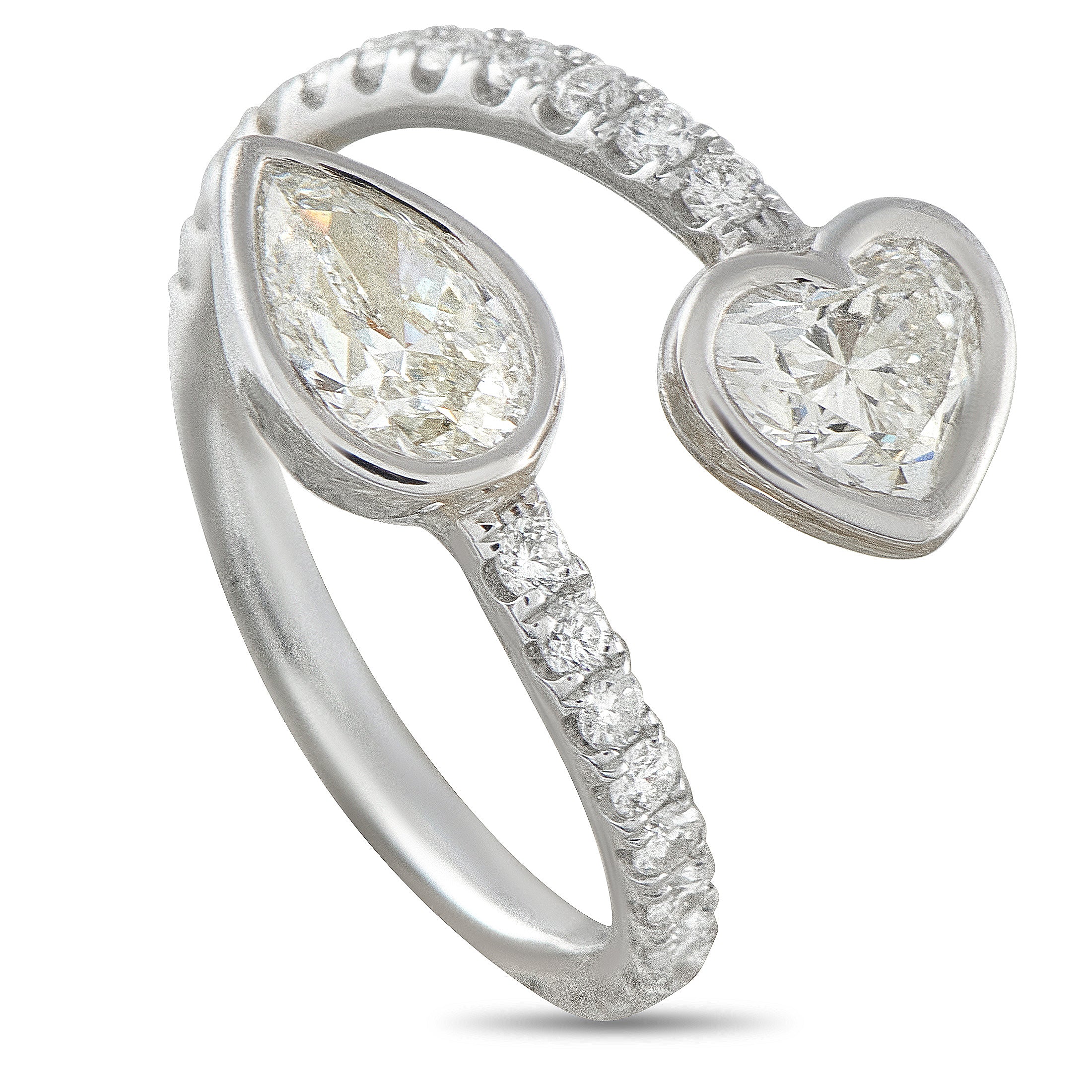 18K White Gold 1.90ct Diamond Bypass Ring