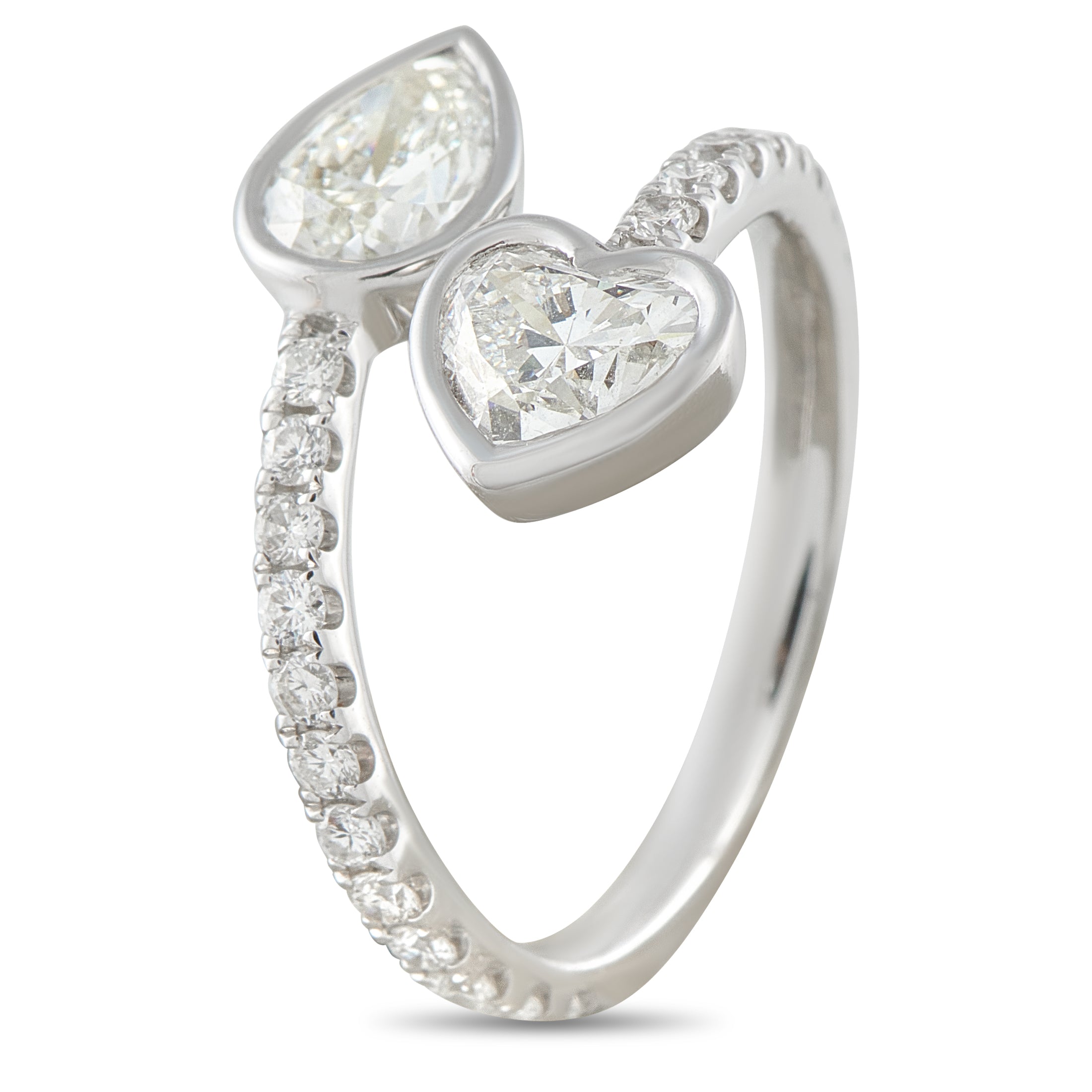18K White Gold 1.90ct Diamond Bypass Ring