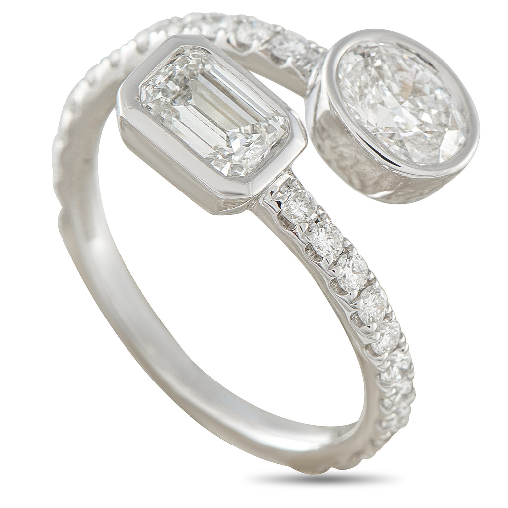 18K White Gold 1.95ct Diamond Bypass Ring
