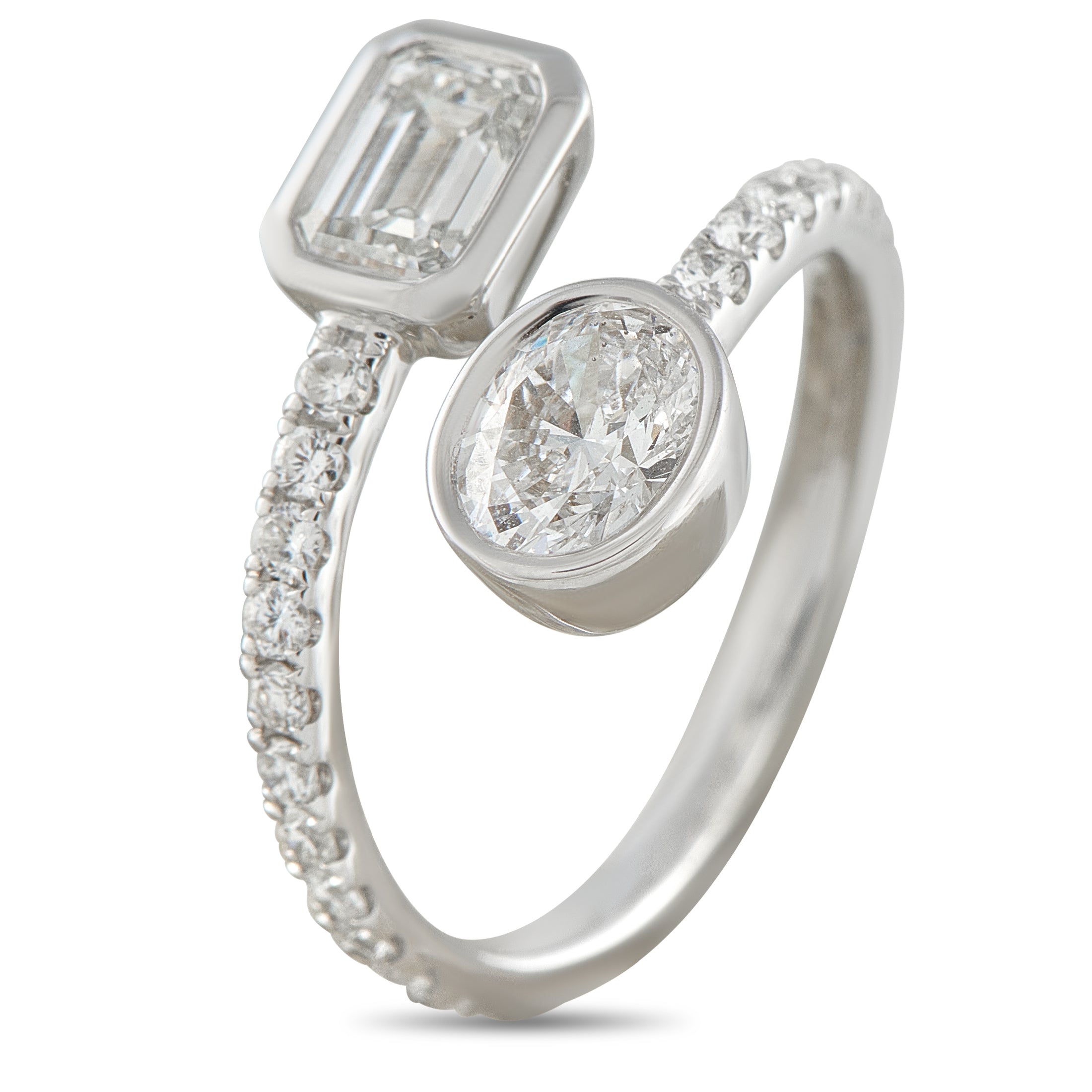 18K White Gold 1.95ct Diamond Bypass Ring