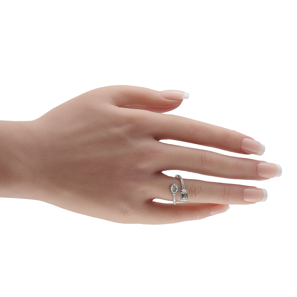 18K White Gold 1.95ct Diamond Bypass Ring