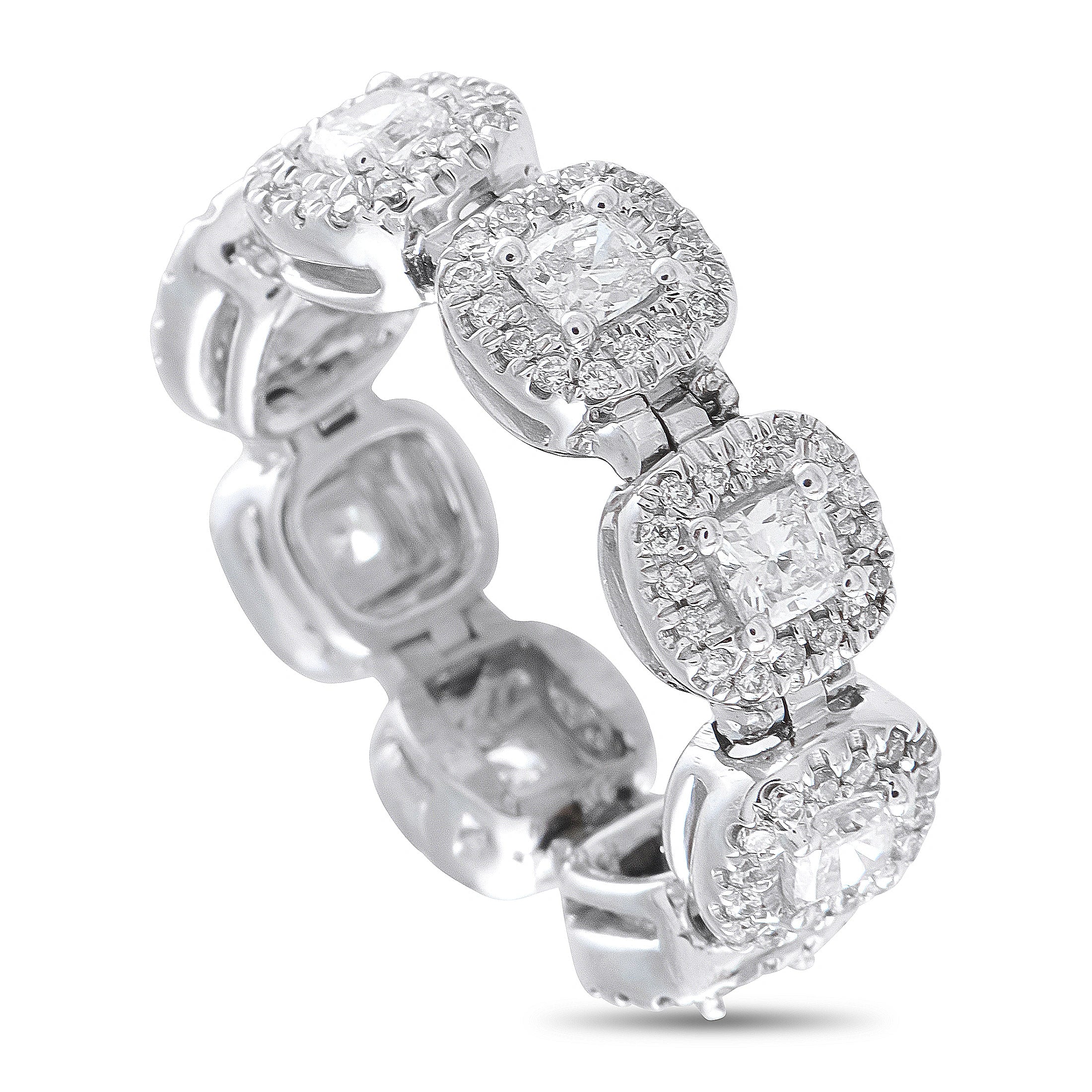 18K White Gold 2.20ct Diamond Halo Eternity Ring
