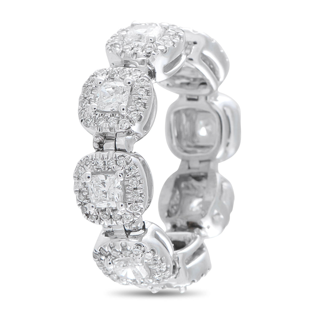 18K White Gold 2.20ct Diamond Halo Eternity Ring
