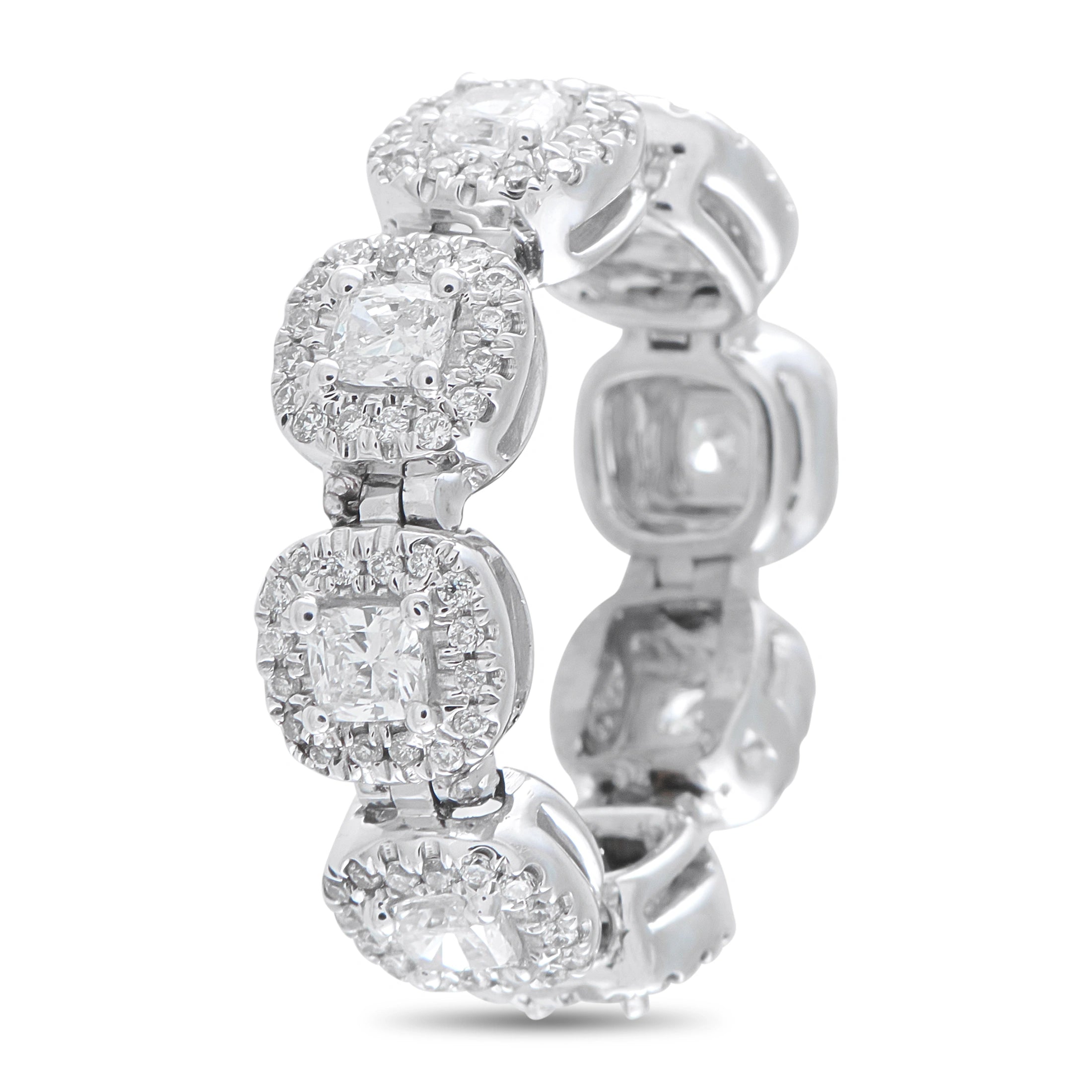 18K White Gold 2.20ct Diamond Halo Eternity Ring