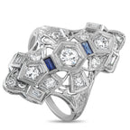 18K White Gold 0.55ct Diamond and Sapphire Art Deco Ring