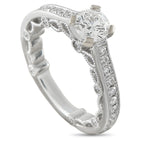 18K White Gold 1.0ct Diamond Milgrain Lace Engagement Ring