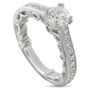 18K White Gold 1.0ct Diamond Milgrain Lace Engagement Ring