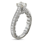 18K White Gold 1.0ct Diamond Milgrain Lace Engagement Ring