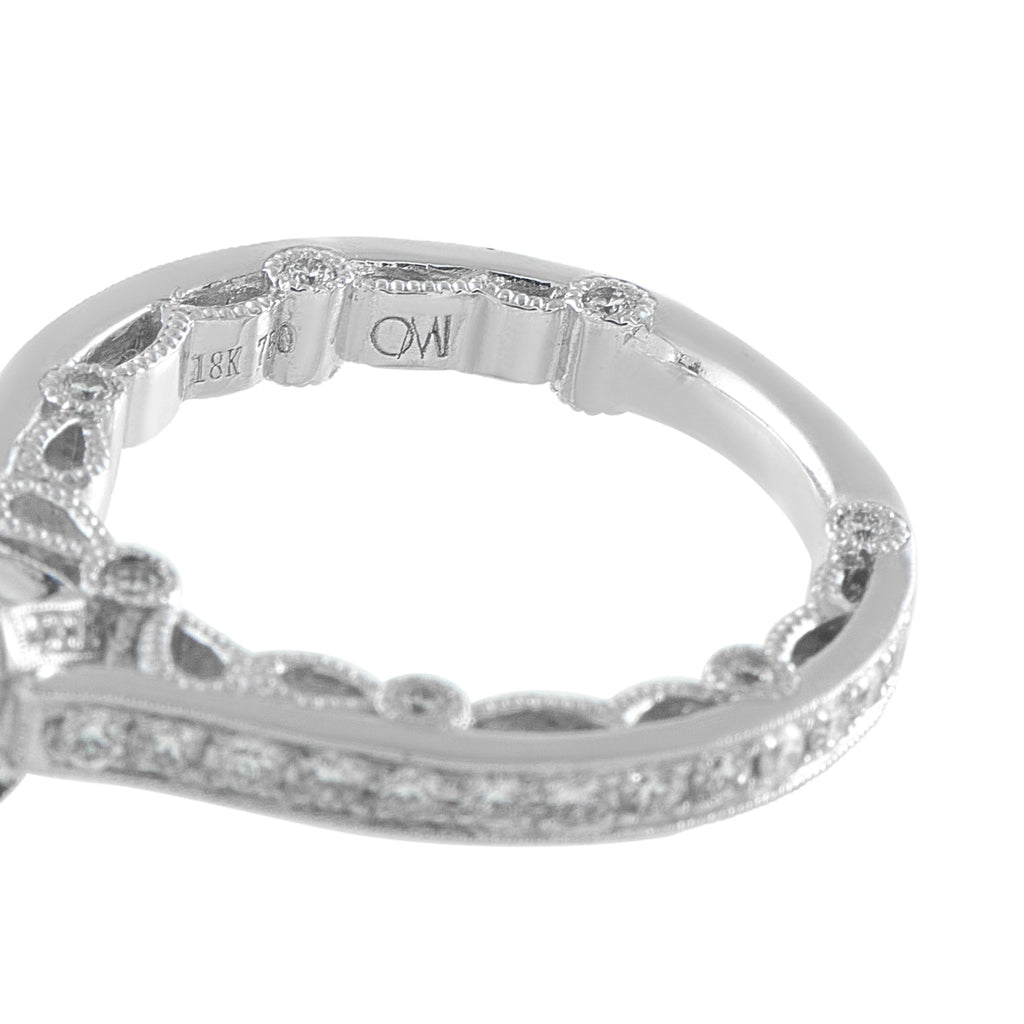 18K White Gold 1.0ct Diamond Milgrain Lace Engagement Ring