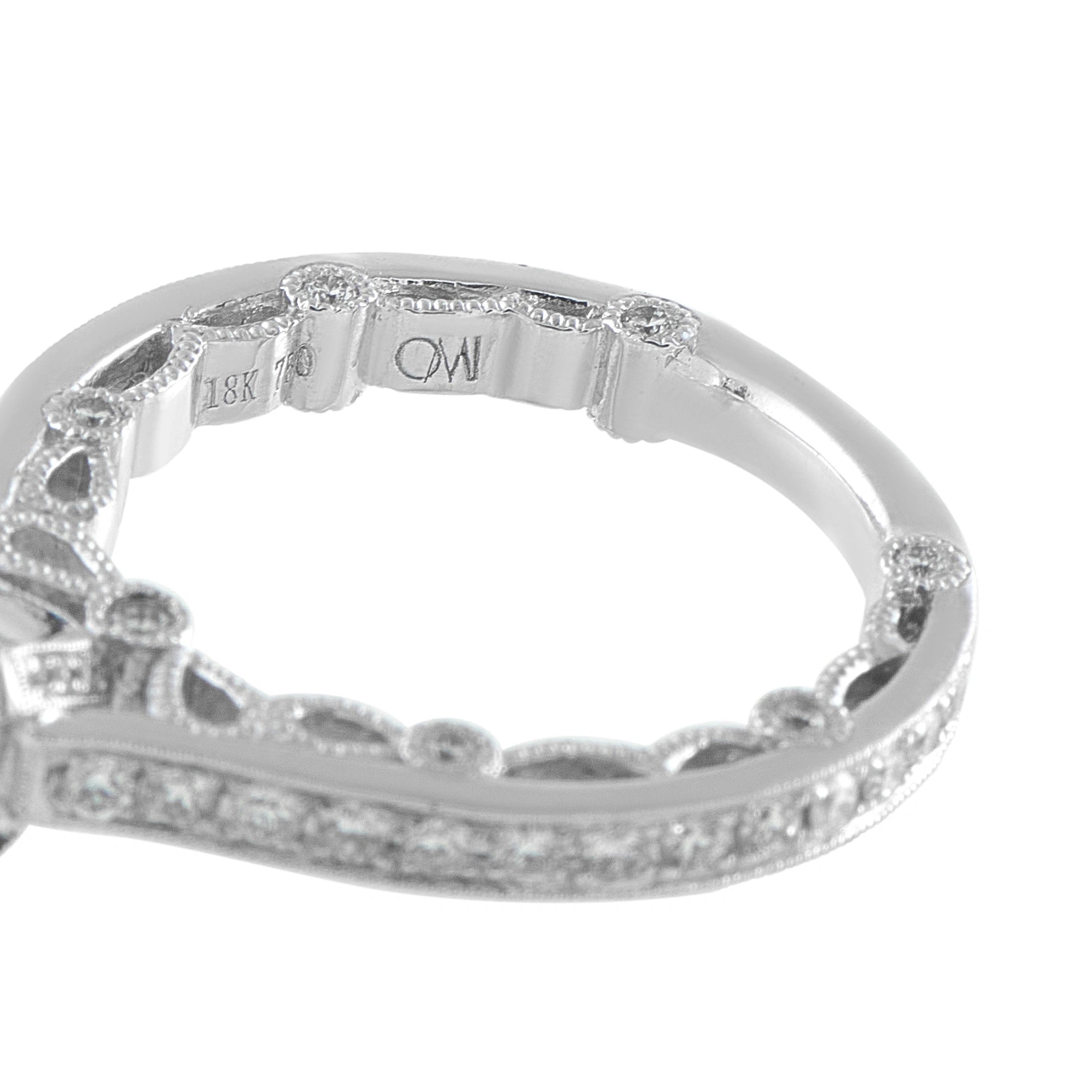 18K White Gold 1.0ct Diamond Milgrain Lace Engagement Ring