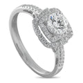 18K white gold double halo diamond engagement ring with large center stone