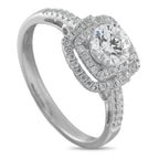 18K White Gold 1.0ct Diamond Double Halo Engagement Ring