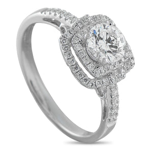 18K White Gold 1.0ct Diamond Double Halo Engagement Ring