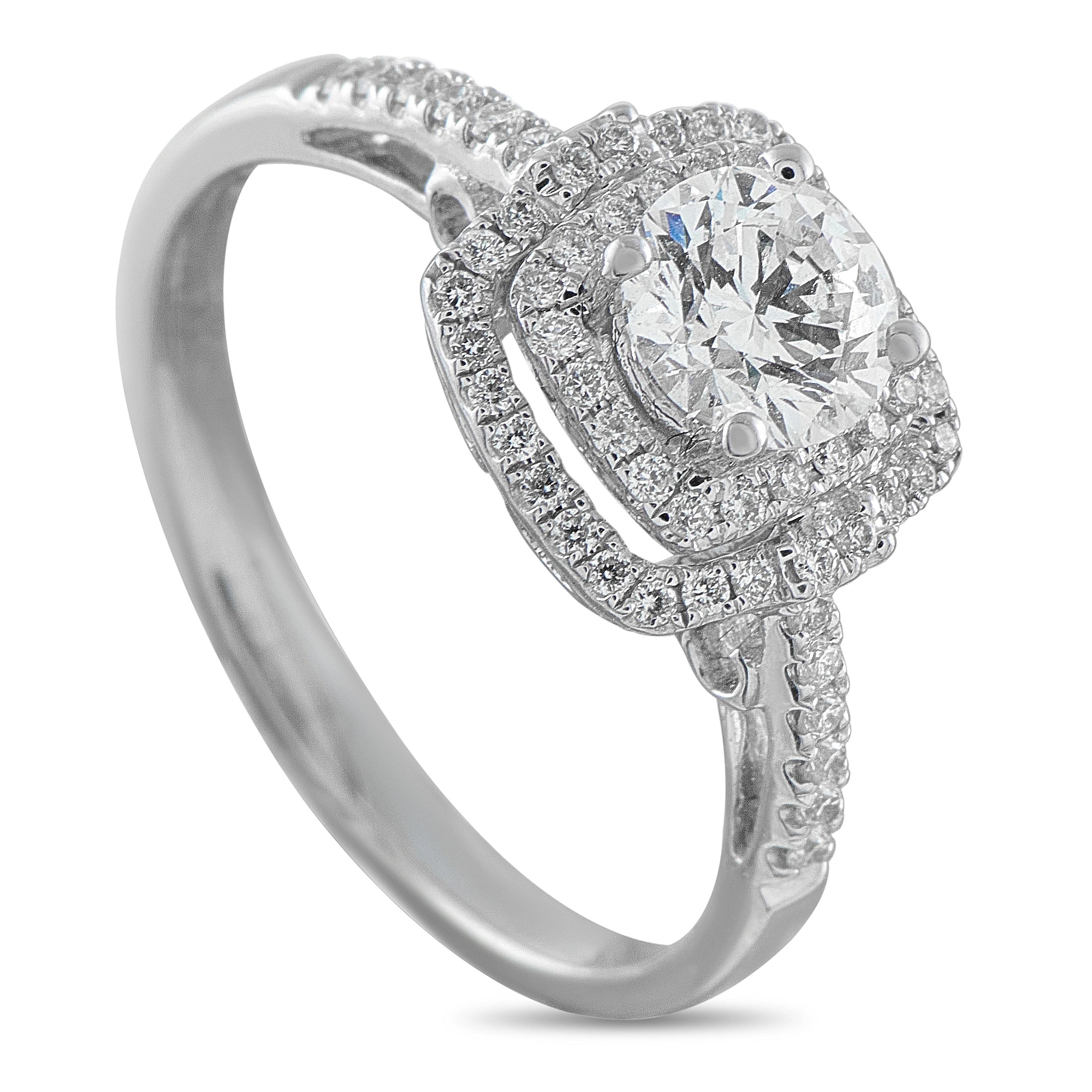 18K White Gold 1.0ct Diamond Double Halo Engagement Ring