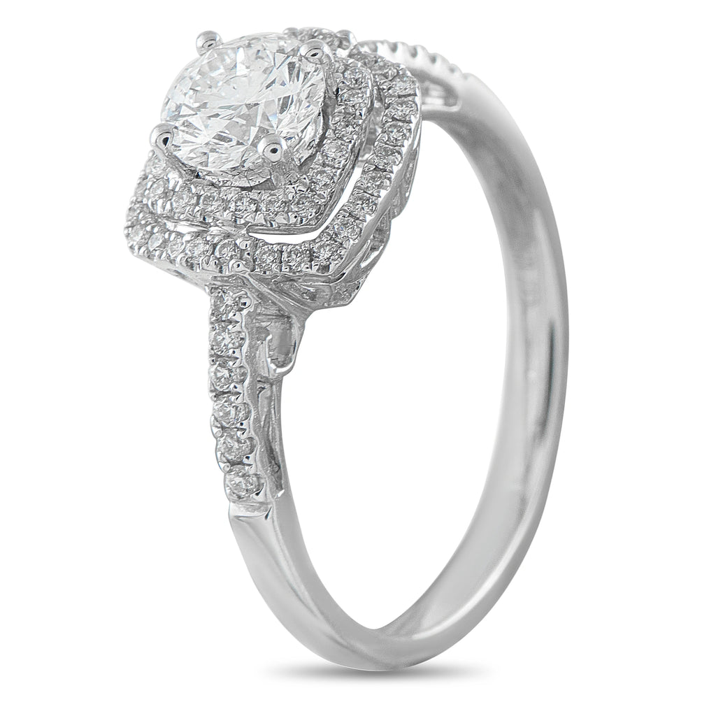 18K White Gold 1.0ct Diamond Double Halo Engagement Ring