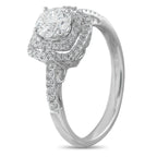 18K White Gold 1.0ct Diamond Double Halo Engagement Ring