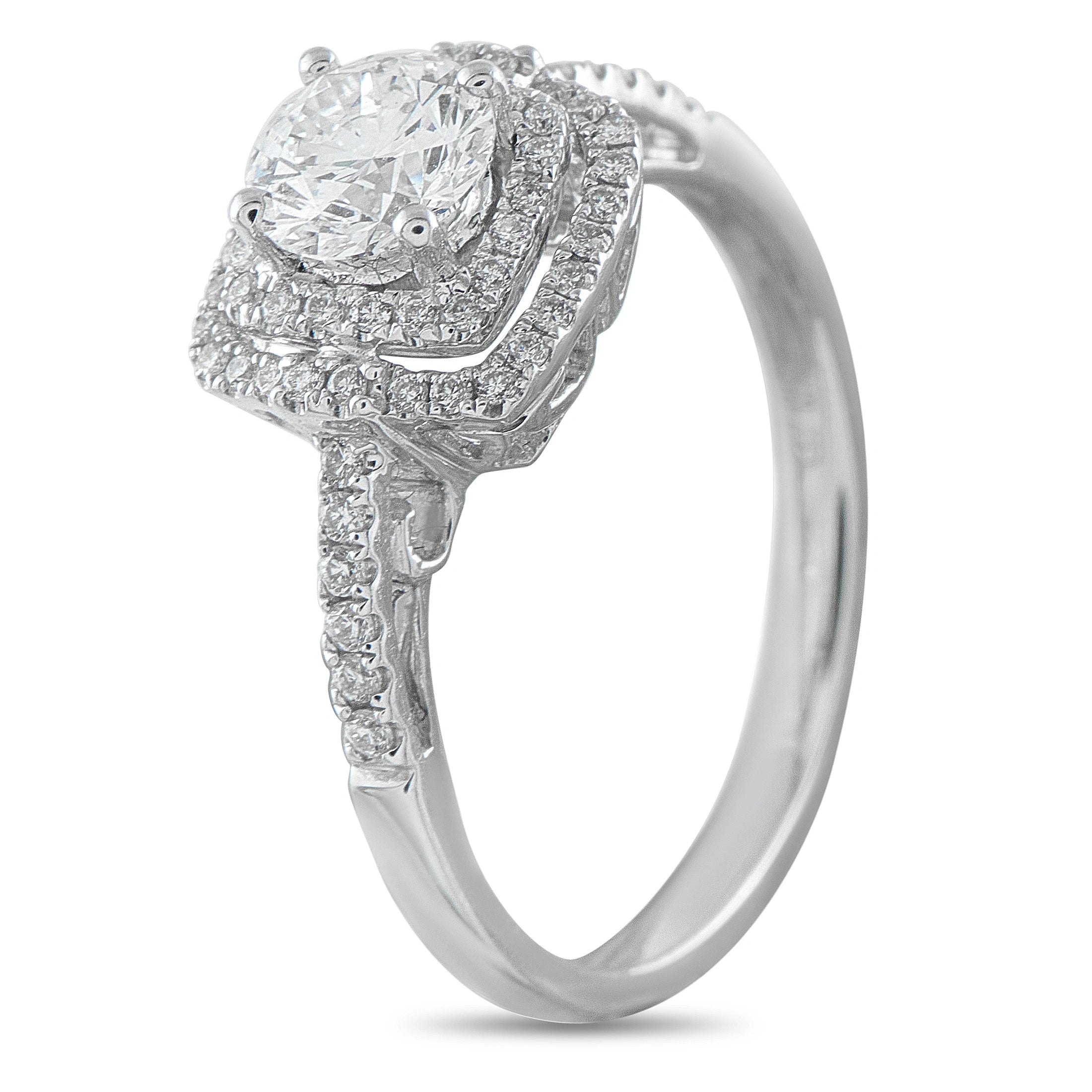 18K White Gold 1.0ct Diamond Double Halo Engagement Ring