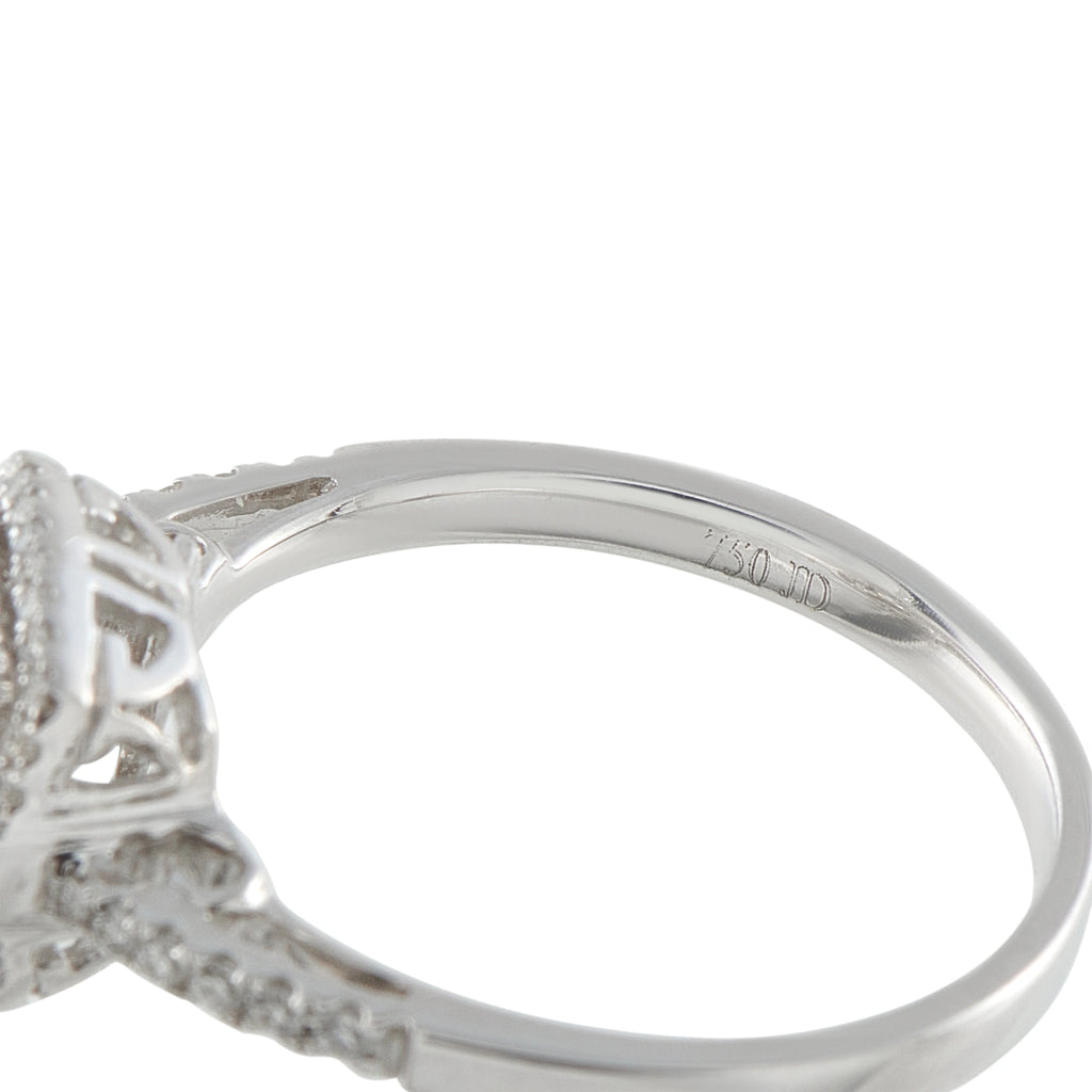 18K White Gold 1.0ct Diamond Double Halo Engagement Ring