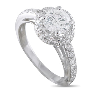 18K White Gold 1.25ct Diamond Halo Engagement Ring