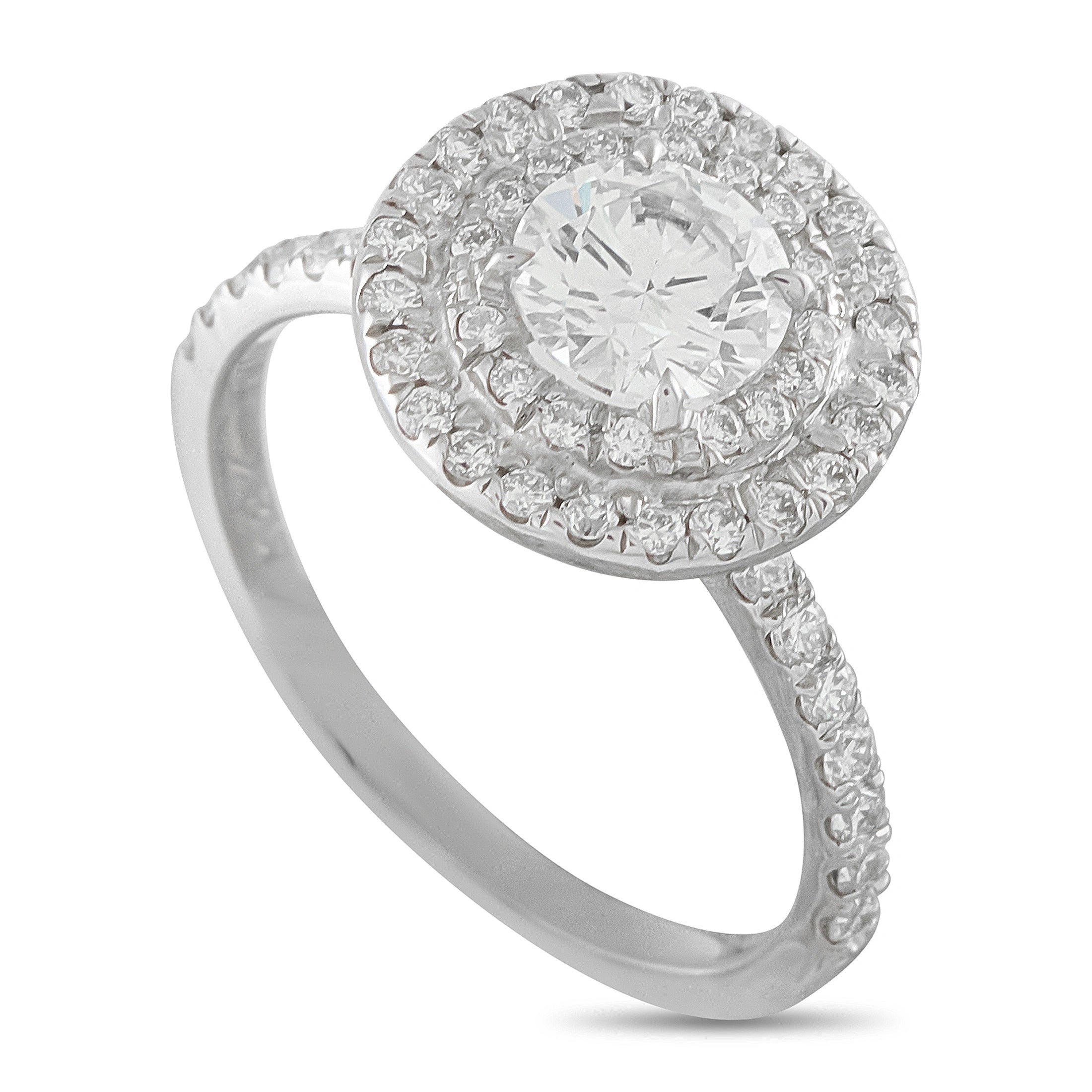 18K White Gold 1.42ct Diamond Double Halo Ring