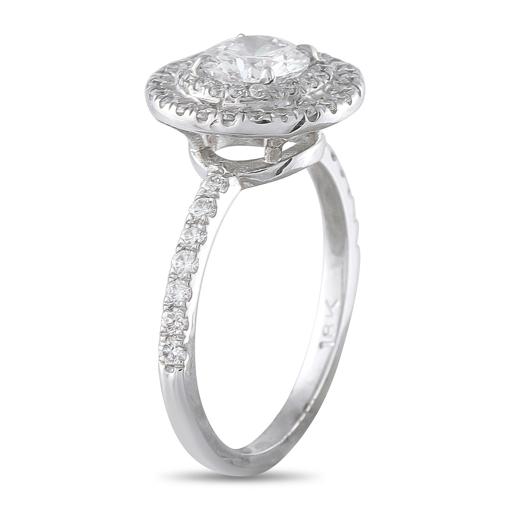 18K White Gold 1.42ct Diamond Double Halo Ring