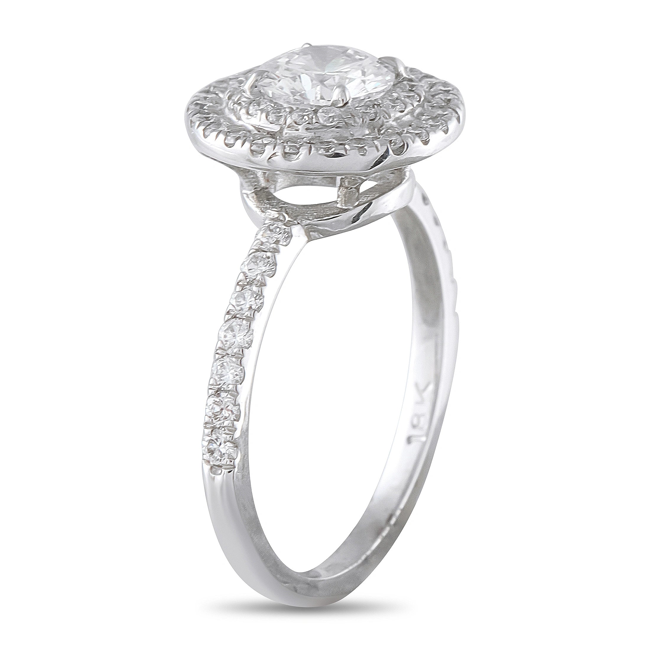18K White Gold 1.42ct Diamond Double Halo Ring