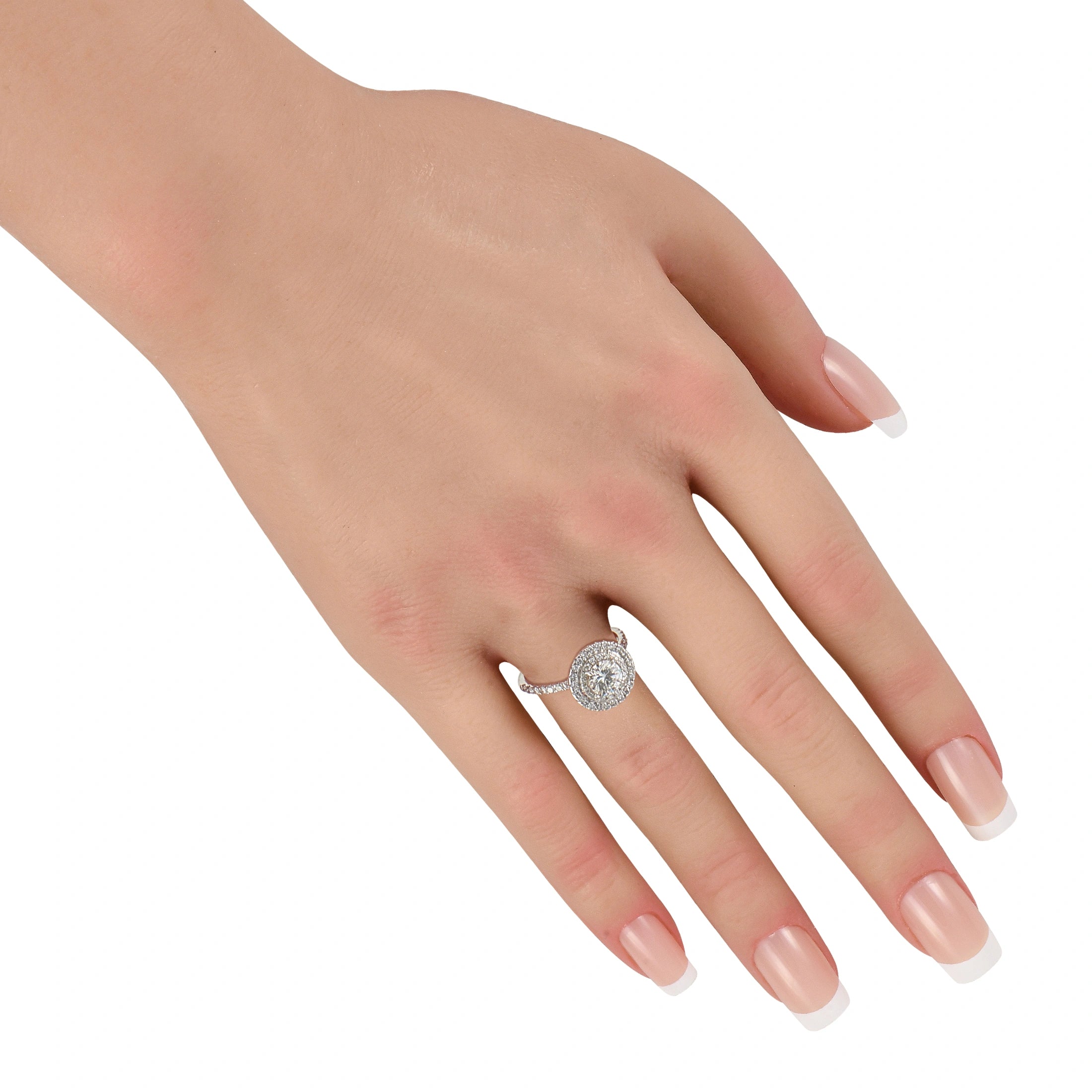 18K White Gold 1.42ct Diamond Double Halo Ring